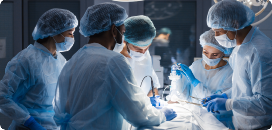 Group of providers conducting surgery