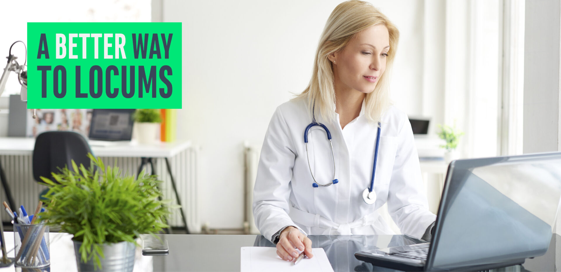 A Better Way to Locums - doctor on laptop