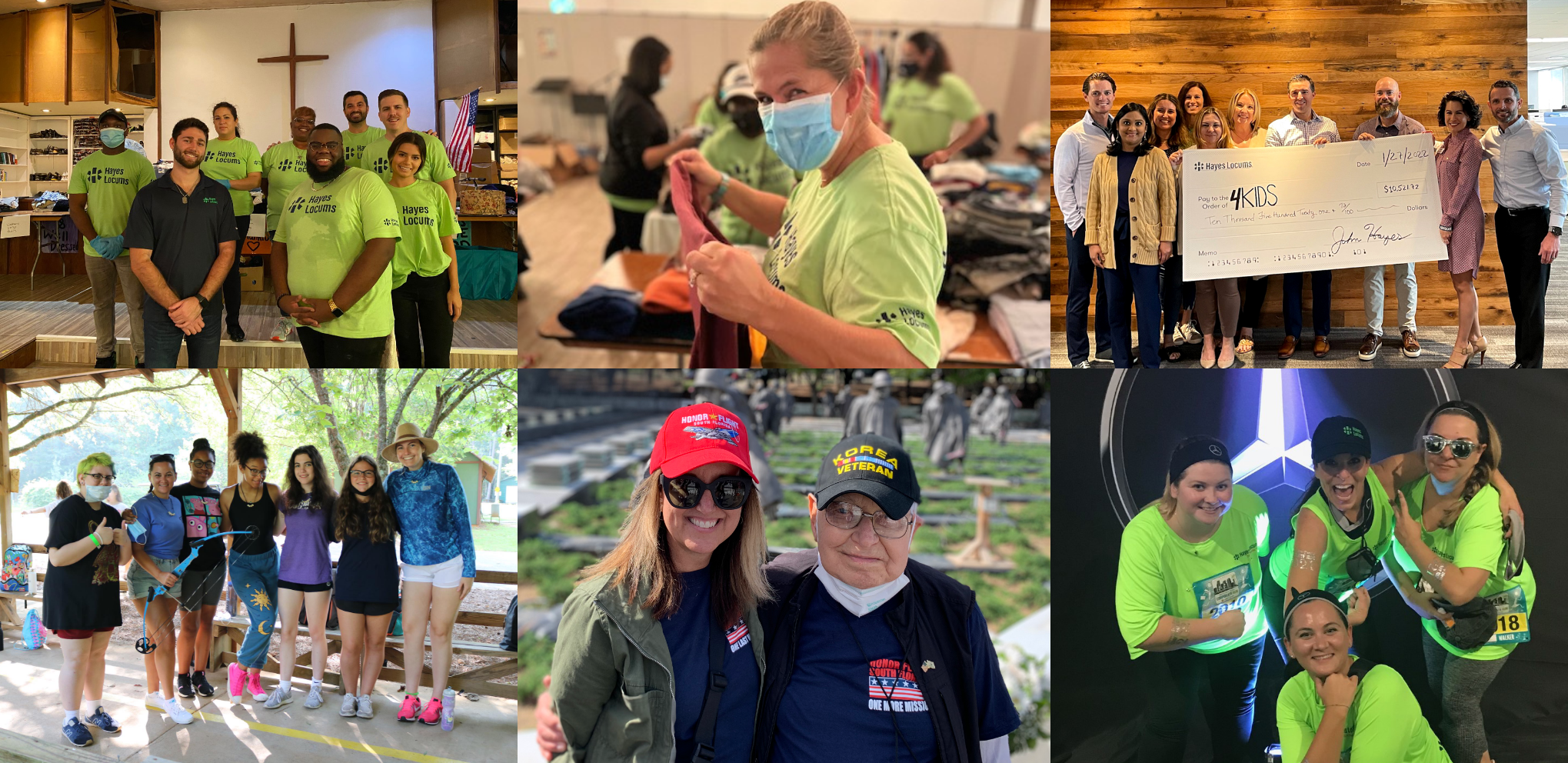 collage of volunteers helping their community