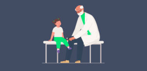 Hospital physician performing a checkup on a child patient